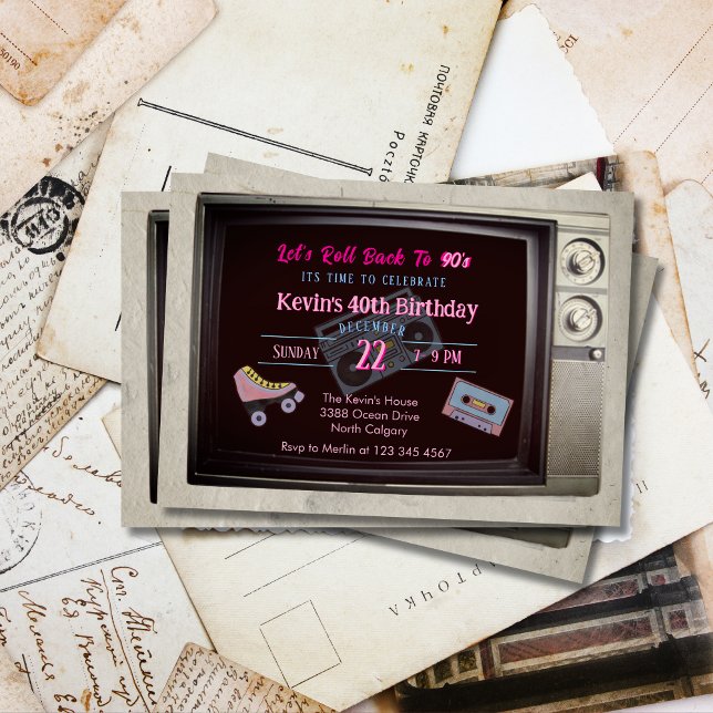 Convite Antigo aniversário da Televisão do Tema 90 (Criador carregado)
