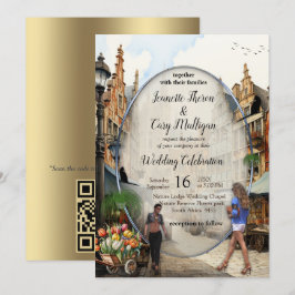 Convite Antigo estilo Anton Pieck do Mercado de Amsterdã