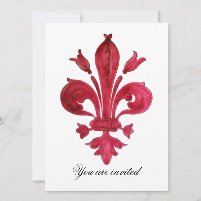 Convite ANTIGO MONOGRAMA DE Gema Damasco FLEUR DE LIS VERM (Frente)