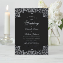Antigo Preto Falso Prata Elegante Casamento Vintag