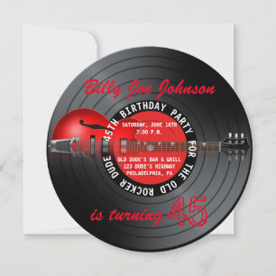 Convite Antigo Rocker Guitar Record 45ª Festa de anivers