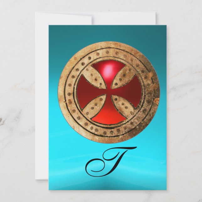 CONVITE ANTIGO RUBY VERMELHO CRUZADO AZUL NEGRO MONOGRAMA (Frente)