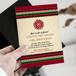 Convite Antiguamente Partido dos Cinco de Mayo da Serape S