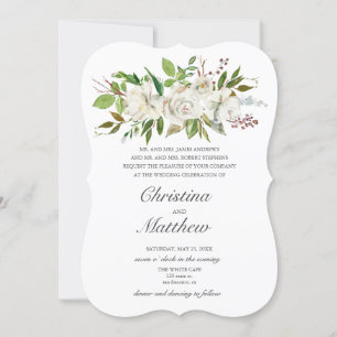 Convite Antiquado Jardim Branco Flores Legais Casamento Le