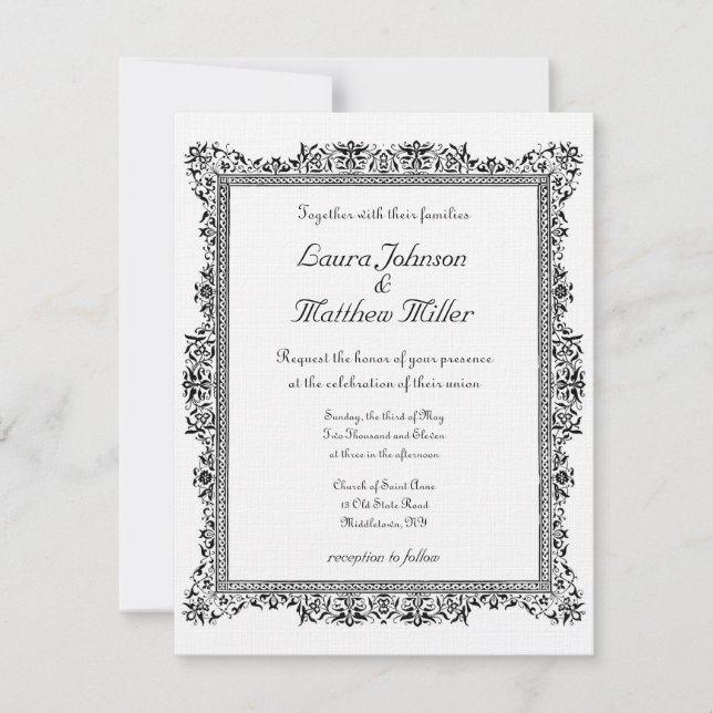 Convite Antiquado para Casamento (Frente)