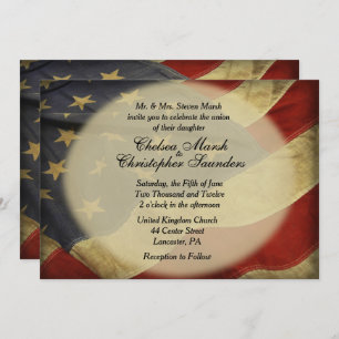 Convite Antiquado para Casamento de Bandeiras Amer