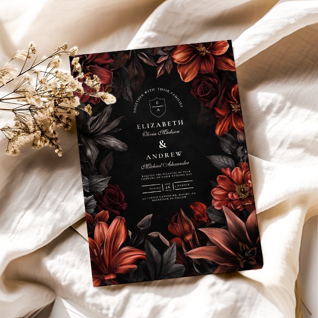 Convite Antique Art Nouveau Casamento Floral (Criador carregado)