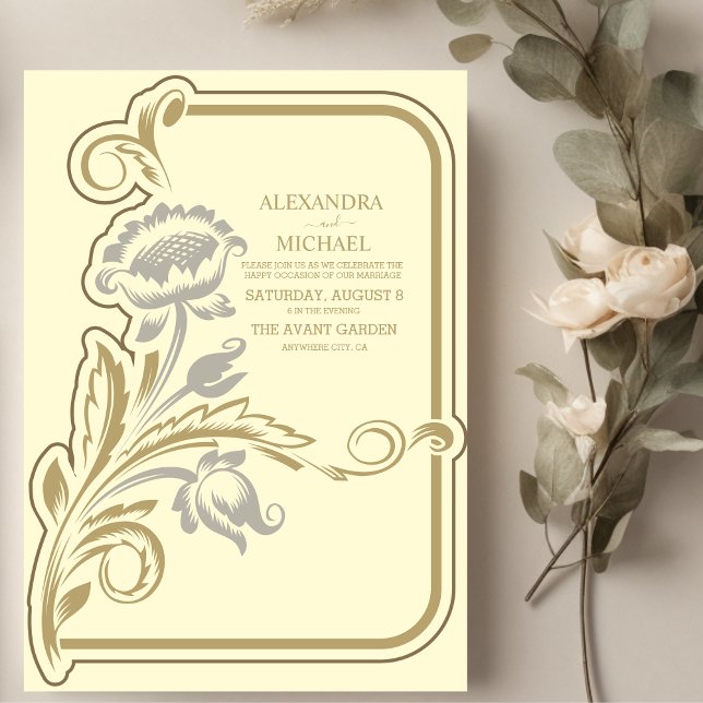Convite Antique Art Nouveau Wedding (Criador carregado)