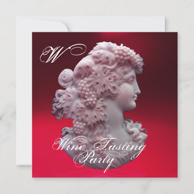 CONVITE ANTIQUE CAMEO, SENHORA E PROVANDO DE VINHO DE UVAS (Frente)