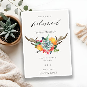 CONVITE ANTLER BOHEMIAN ALLURE BRIDESMAID, FLORTUANTE SUCC