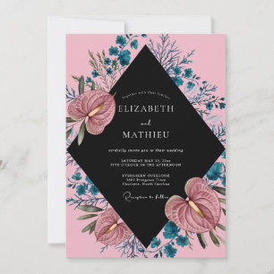 Convite Anturio Rosa Casamento Tropical Eucalipto