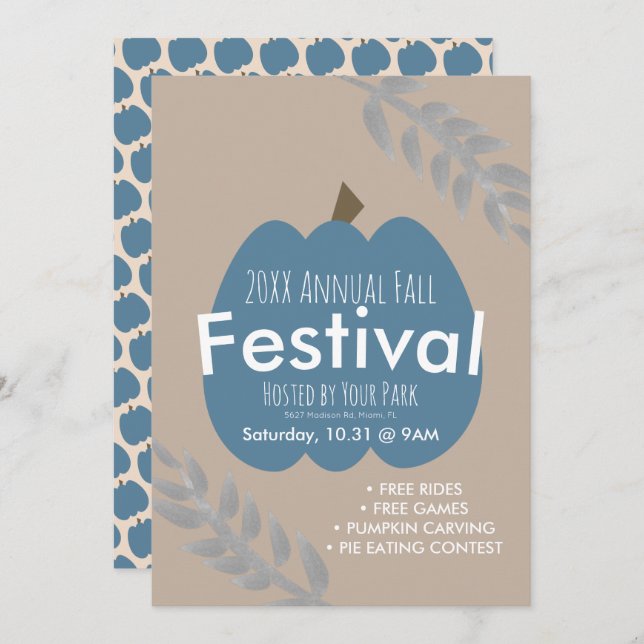 Convite anual para o Festival de Pumpkin Branch (Frente/Verso)