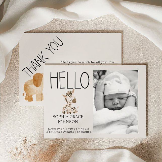 Convite Anunciamento de Zoo Safari Nursery Animal Baby (Criador carregado)