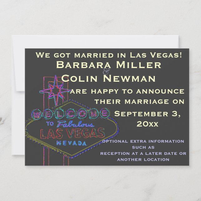 Convite Anunciando nosso casamento em Las Vegas (Frente)