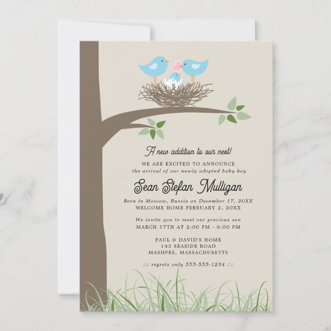 Convite Anunciante Adoção Ninho de Pássaro (Frente)