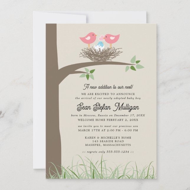 Convite Anunciante Adoção Ninho de Pássaro (Frente)