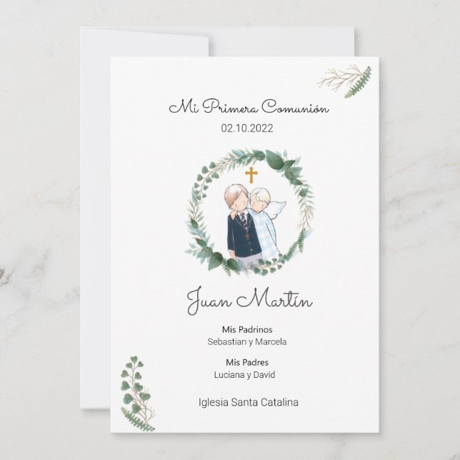 Convite Anuncio Comunión estampa estampita  (Frente)