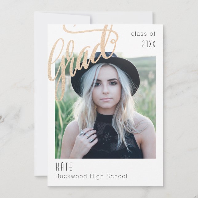 Convite Anúncio/convite de Formando Sparkle Dourado do Tre (Frente)