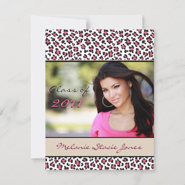 Convite Anúncio/Convite para Formando na moda - Leopardo (Frente)
