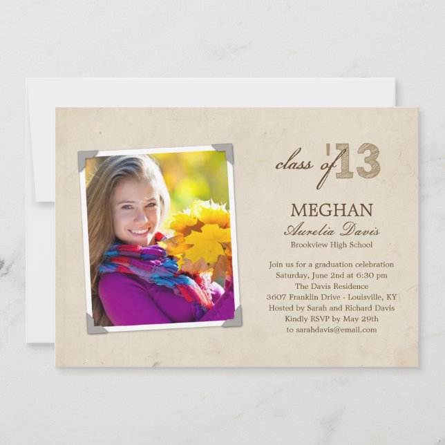 Convite Anúncio/Convite para Graduação de Fotos Vintage (Frente)