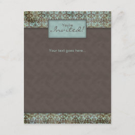Convite Anúncio Damask Marrom Turq 5