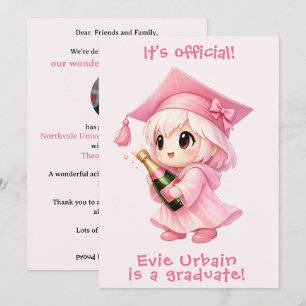 Convite 🎉🍾Anúncio de Celebração de Champanhe Chibi