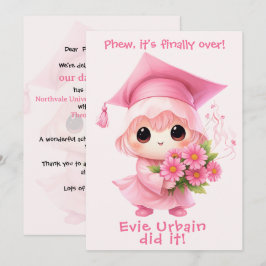 Convite 🎓Anúncio de Formatura da Celebração Chibi Rosa