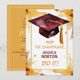 Convite 🎓Anúncio de Formatura Personalizado Golden Glow