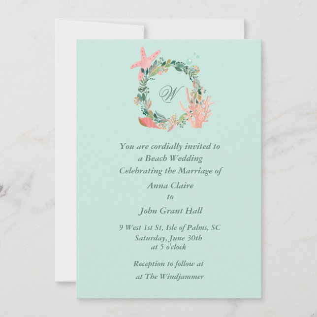Convite Anúncios bonitos de Casamento de Praia | Personali (Frente)
