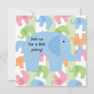 Convite Anúncios de Aniversário Personalizados de Elefante