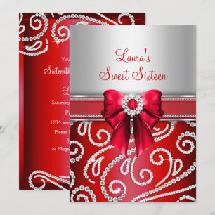 Convite Anúncios de Arco Vermelho e Brilho de Diamante par