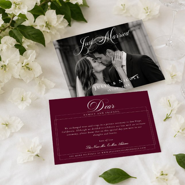 Convite Anúncios de Casamento com Foto Clássica de Recém-C (Criador carregado)