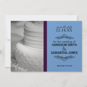 Convite Anúncios de casamento Roxo e Azul para Salvar a Da