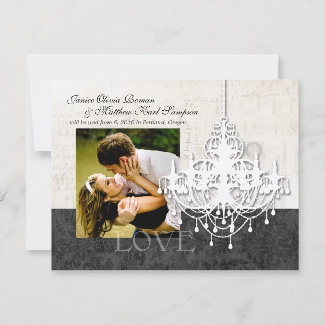 Convite Anúncios de Chandelier Salve a Data (Frente)