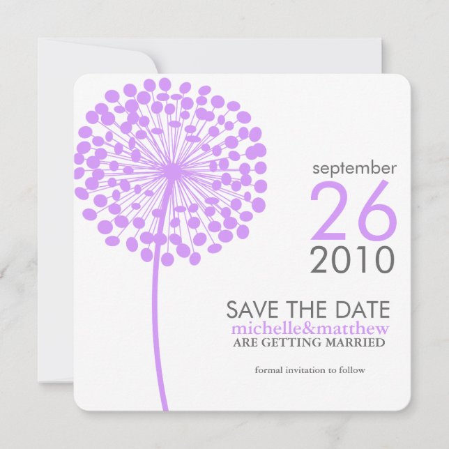 Convite Anúncios de Dandelion Save the Date (Frente)