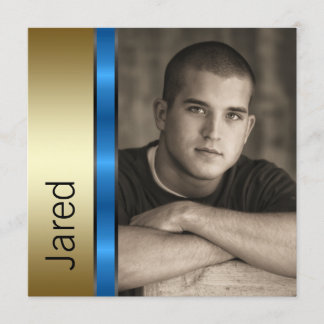 Convite Anúncios de Formatura com Foto Meninos Blue Gold