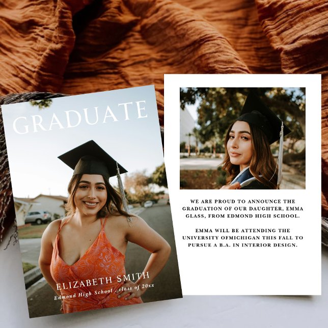 Convite Anúncios de Formatura com Fotos Simples Modernos (Criador carregado)