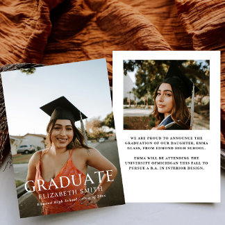 Convite Anúncios de Formatura com Fotos Simples Modernos