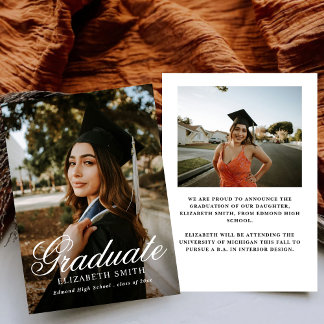 Convite Anúncios de Formatura Minimalistas com 2 Fotos