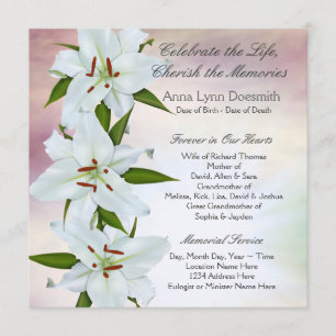 Convite Anúncios de Funeral White Lily