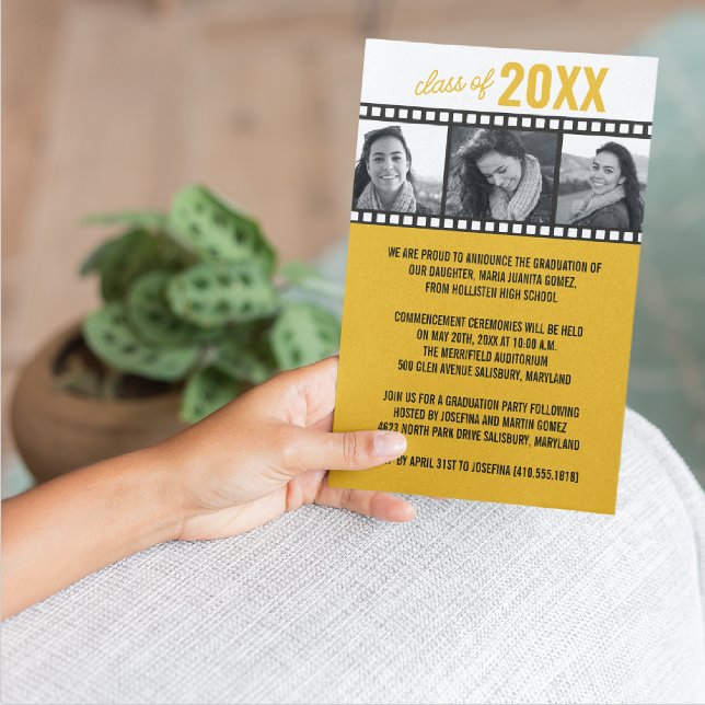 Convite Anúncios de Graduação de Fotos [Dourado] (Criador carregado)