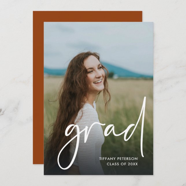 Convite Anúncios de Graduação de Fotos em Faculdade Modern (Frente/Verso)