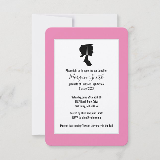 Convite Anúncios de Graduação em Silhouette do formando (Frente)