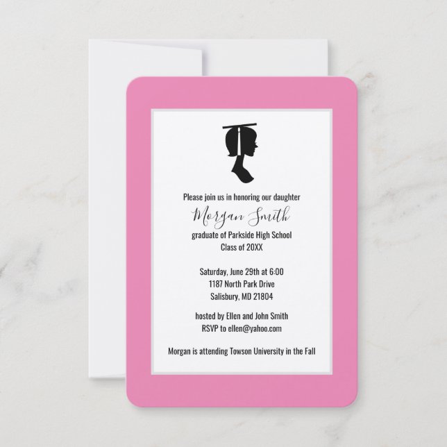Convite Anúncios de Graduação em Silhouette do formando (Frente)