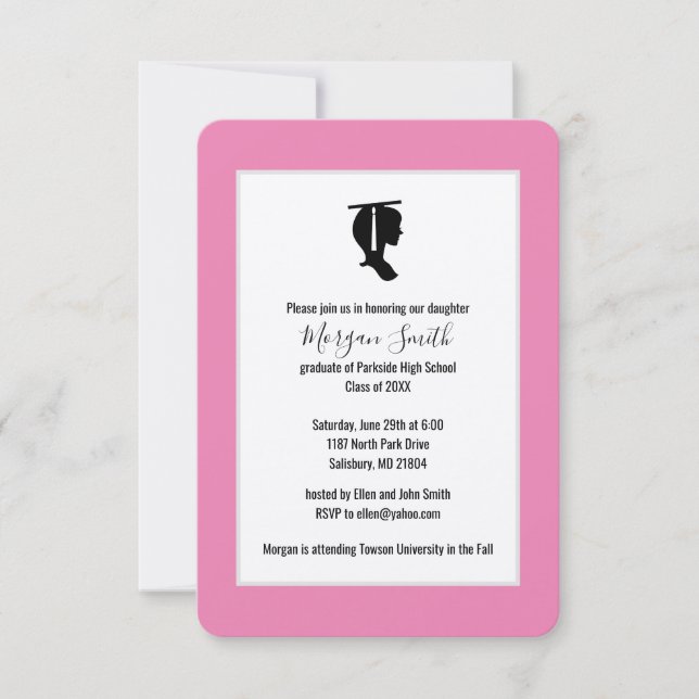 Convite Anúncios de Graduação em Silhouette do formando (Frente)