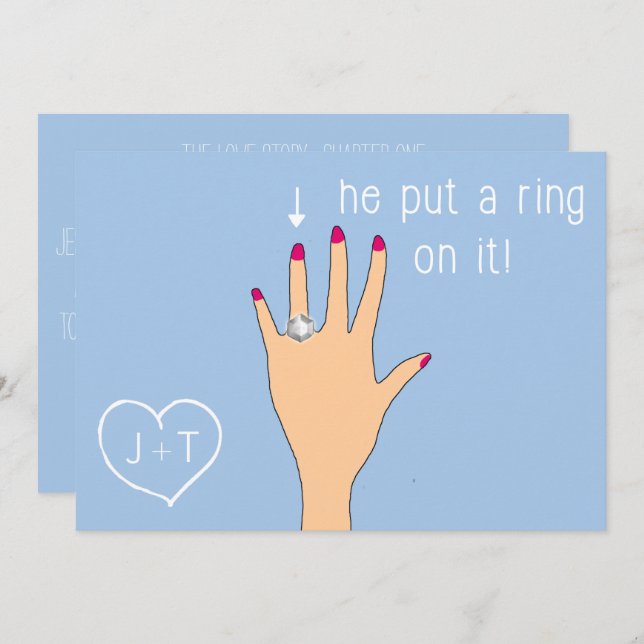 Convite Anúncios de Noivado moderno em branco (Frente/Verso)