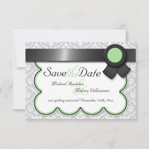 Convite Anúncios de Sage & Gray Damask Save the Date