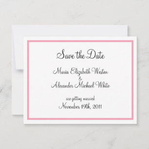 Convite Anúncios de Save the Date com Contorno Rosa