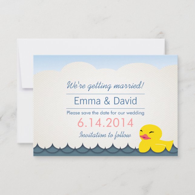 Convite Anúncios de Save the Date da Classy Rubber Duck (Frente)