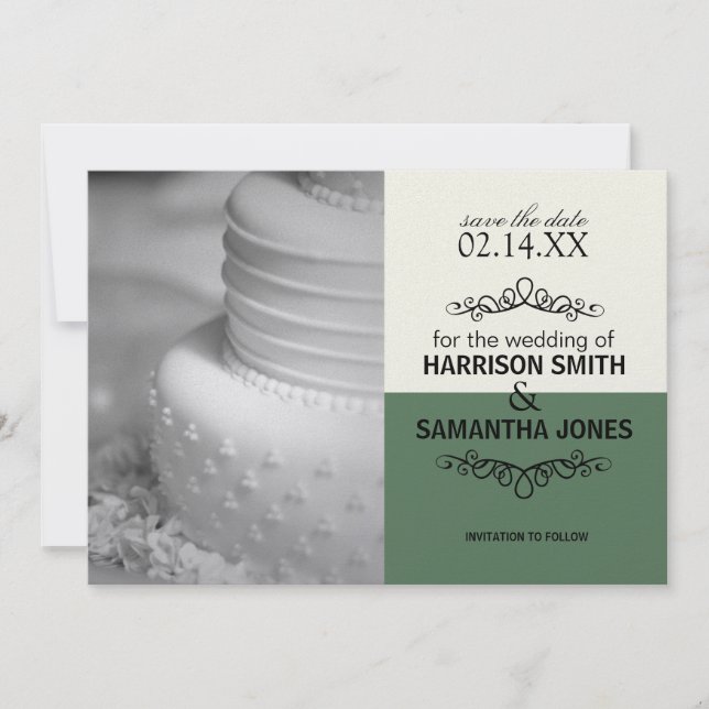 Convite Anúncios de Save the Date de casamento Cream & Gre (Frente)